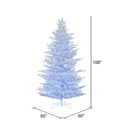 Vickerman 9' x 60" Flocked Cedar Pine Artificial Christmas Tree Low Voltage LED Pure White Wide Angle 3mm Twinkle Lights