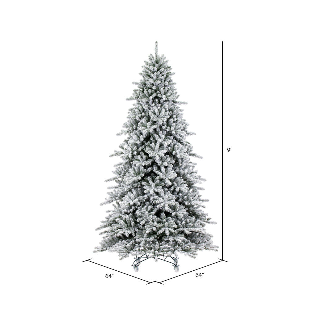 Vickerman 9' x 64" Flocked Bavarian Pine Artificial Unlit Christmas Tree.