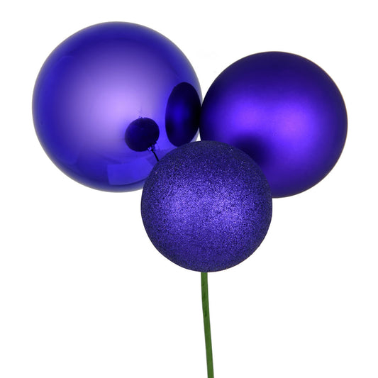 Vickerman 18" Purple Ball Ornament Christmas Pick Pack of 2