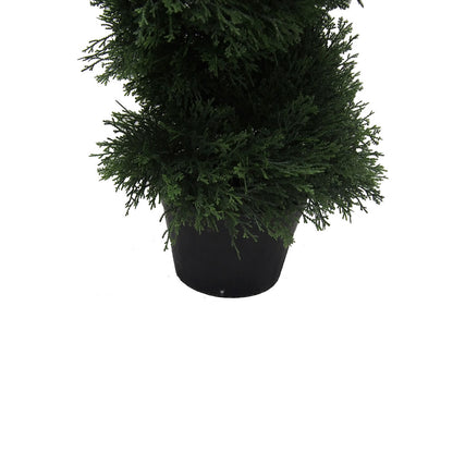 Vickerman 3' Artificial Potted Green Cedar Spiral Tree.