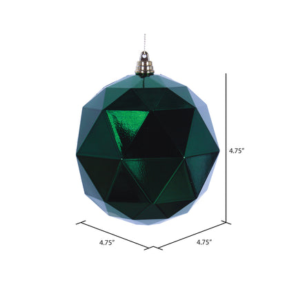 Vickerman 4.75" Emerald Shiny Geometric Ball Ornament 4 per bag