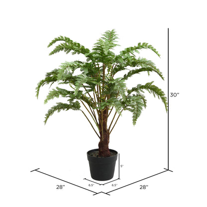 Vickerman 30" Artificial Green Fern in Round Black Pot.