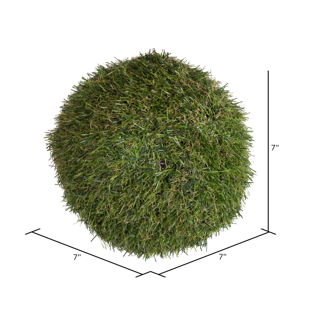 Vickerman 7.25" Artificial Green Grass Ball Pack of 2