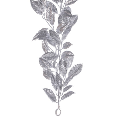 Vickerman 6' Silver Artificial Gardenia Glitter Garland.