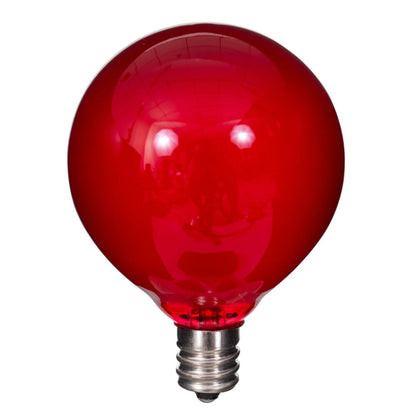 Vickerman 15Lt Red/White LED Glass G50-E12 Filament End-Connecting Set with Green 20AWGXTW Wire and 6"x12"x6" Bulb Spacing. 120V-.6W.  UL Approved.