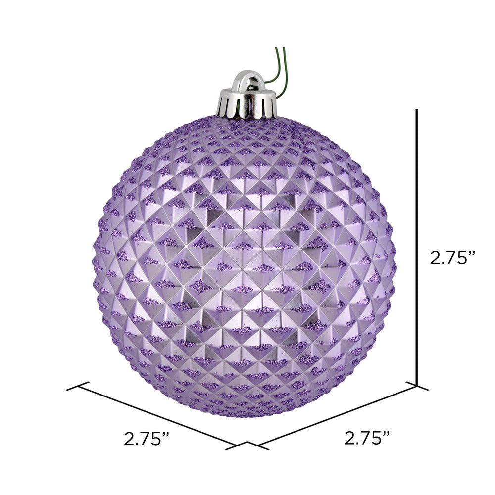 Vickerman 2.75" Lavender Durian Glitter Ball Ornament 12 per Bag