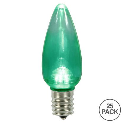 Vickerman C9 Twinkle Transparent Plastic LED Green Dimmable Bulb E17 Nickel Base 25 per bag