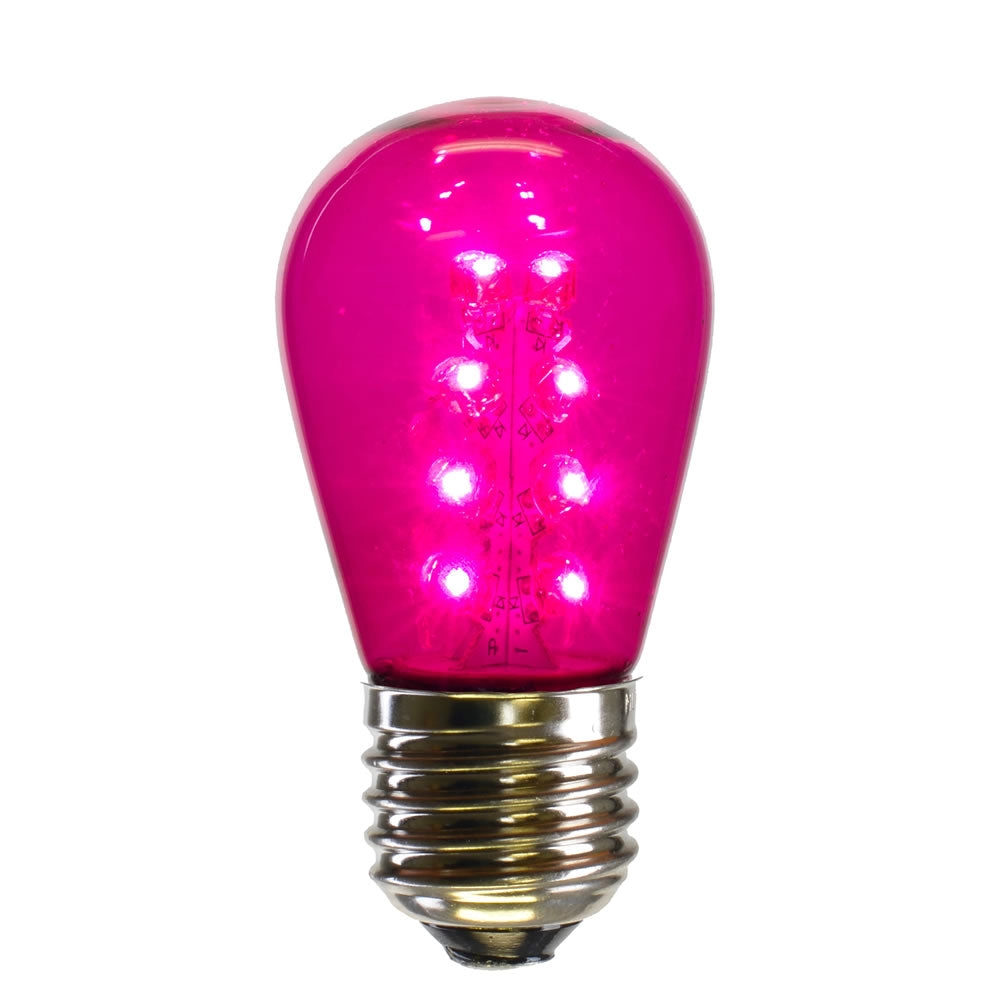 Vickerman S14 LED Pink Transparent Plastic Bulb E26 Medium Nickel Base 5 per pack.