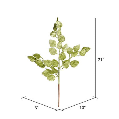 Vickerman 21" Lime Glitter Ash Leaf Artificial Christmas Spray. Includes 12 sprays per pack.