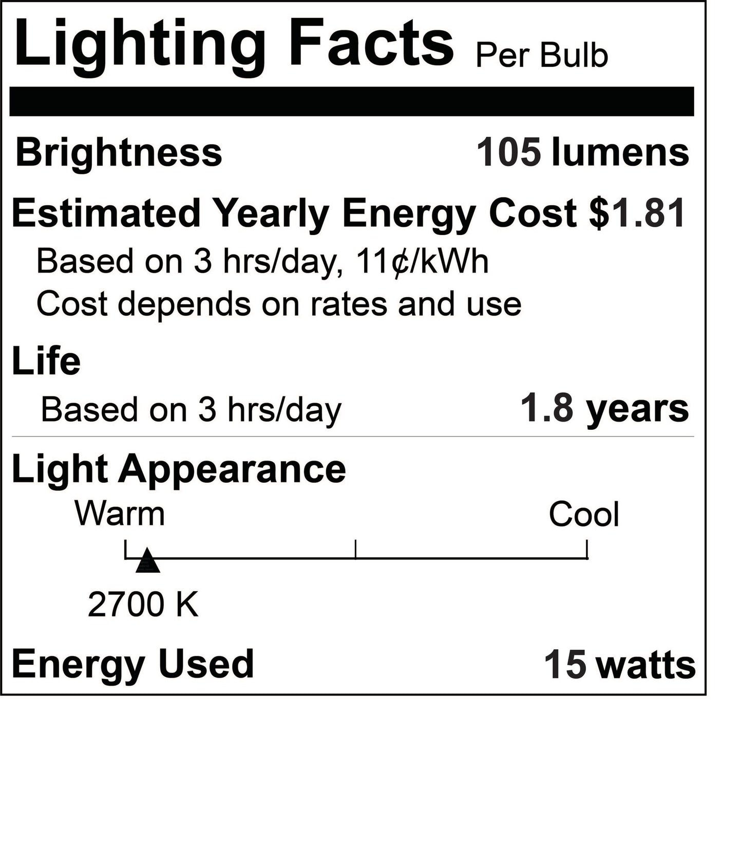 BULBRITE INCANDESCENT G16.5 CANDELABRA SCREW (E12) 15W DIMMABLE LIGHT BULB 2700K/WARM WHITE 25PK (391115)