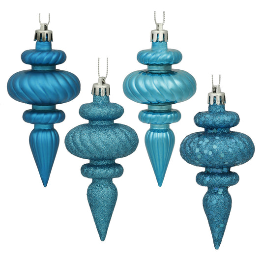 Vickerman 4" Turquoise 4-Finish Finial Ornament 8 per Box