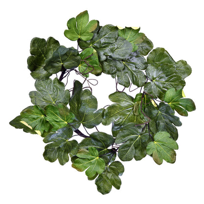Vickerman 24" Artificial Green Fig Leaf Wreath.