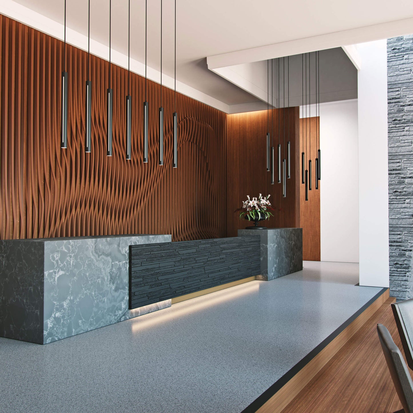 Dals Lighting Led Cylindrical Pendant Round/Rectangular Cluster - 5 Pendants - 3K/35K/4K - 120-277V