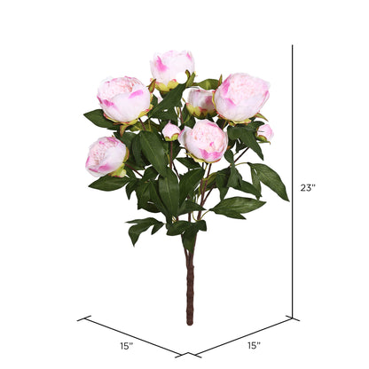 Vickerman 23" Artificial Cream and Pink Peony Bush.