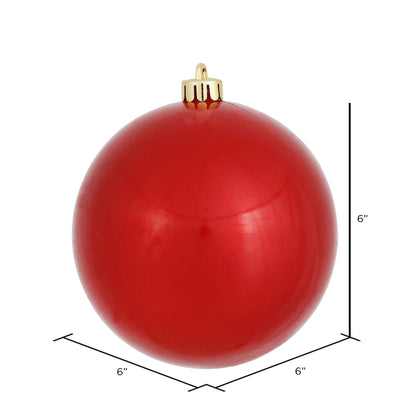 Vickerman 6" Red Candy Ball Ornament 4 per Bag