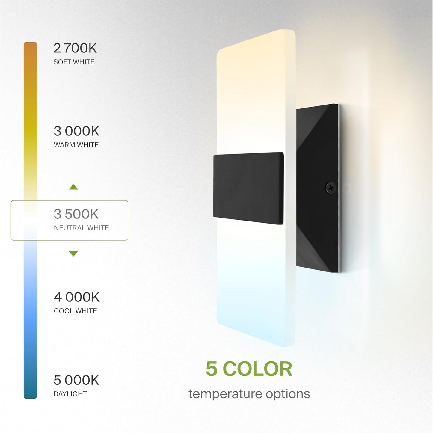 ASD Lighting LED Wall Sconce 10W 120V Triac 2700/3000/3500/4000/5000K Black ETL