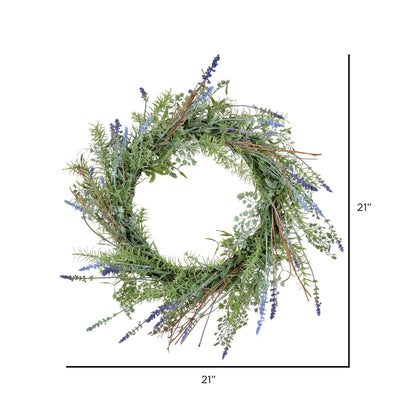 Vickerman 21" Artificial Lavender Wreath.