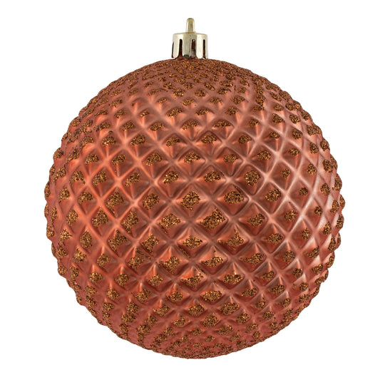 Vickerman 4" Coral Durian Glitter Ball Ornament 6 per Bag