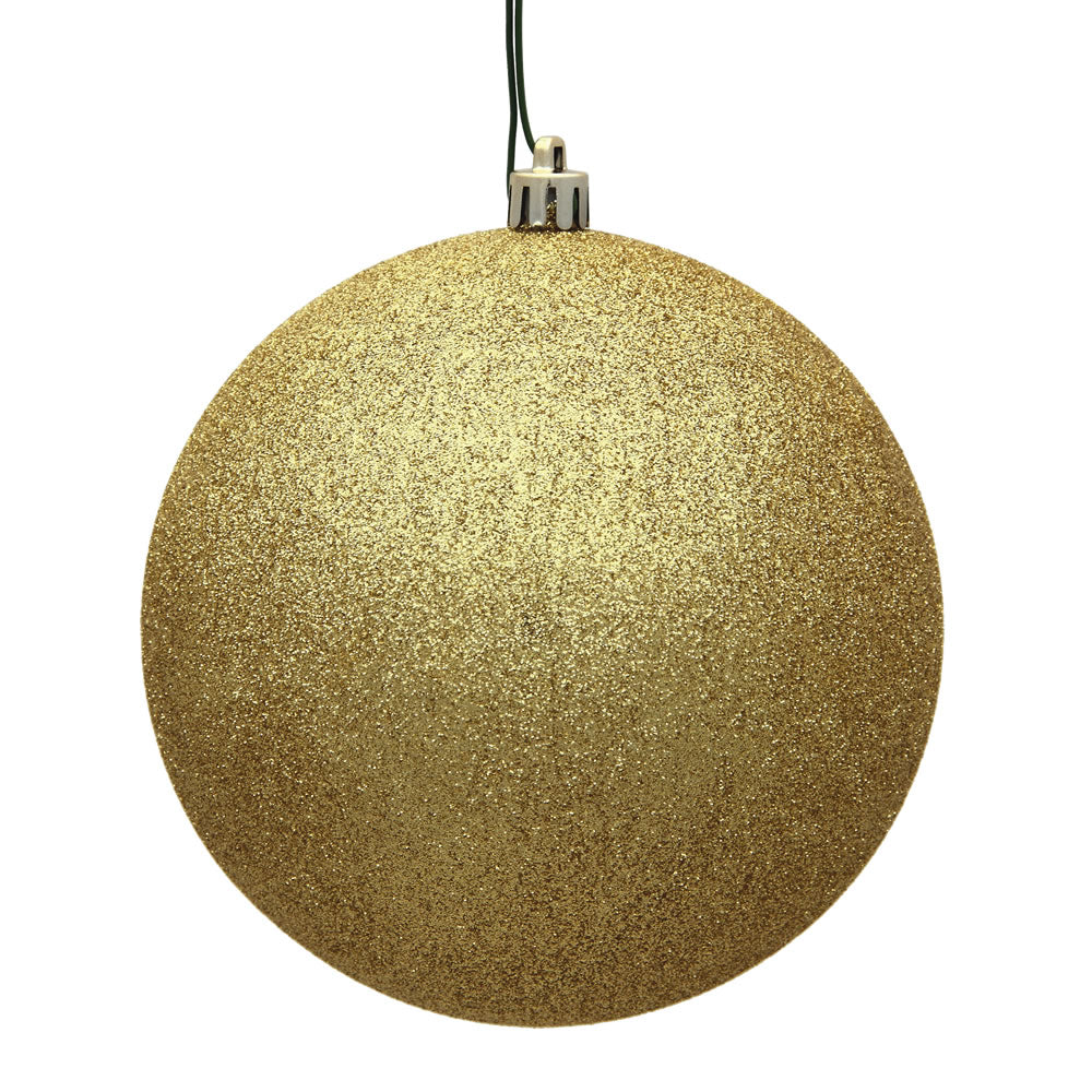 Vickerman 6" Gold Glitter Ball Ornament 4 per Bag