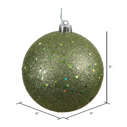 Vickerman 6" Olive Sequin Ball Ornament 4 per Bag