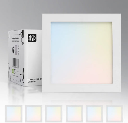 ASD Lighting LED Surface Mini Panel Square 9inch 18W 120V Triac 3000/4000/5000K White ETL 6 pack