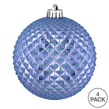 Vickerman 6" Lilac Durian Glitter Ball Ornament 4 per Bag