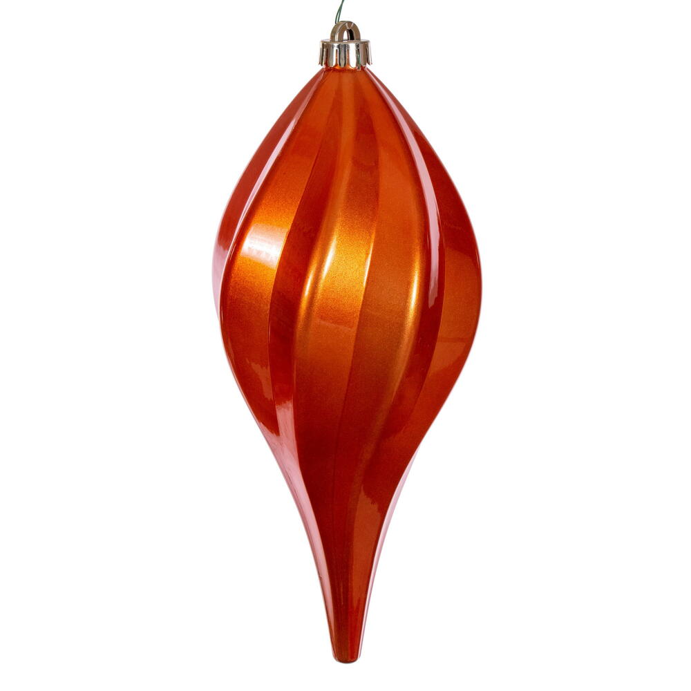 Vickerman 12" Burnished Orange UV Candy Swirl Drop Christmas Ornament