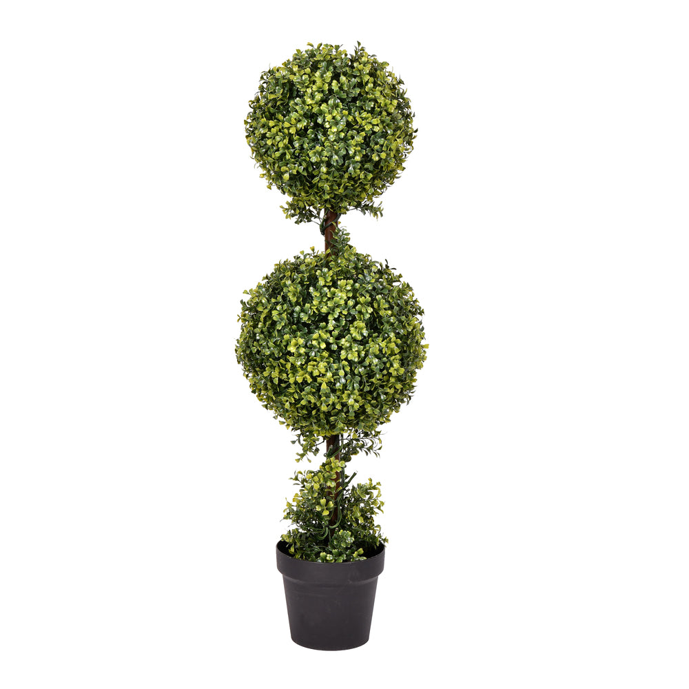 Vickerman 3' Artificial Potted Double Ball Green Boxwood Topiary.