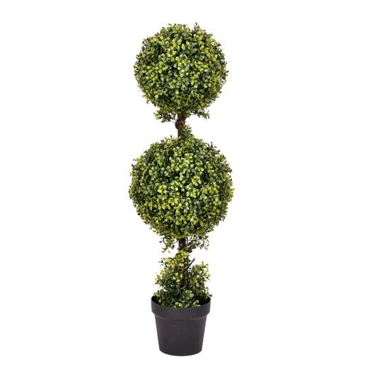 Vickerman 3' Artificial Potted Double Ball Green Boxwood Topiary.