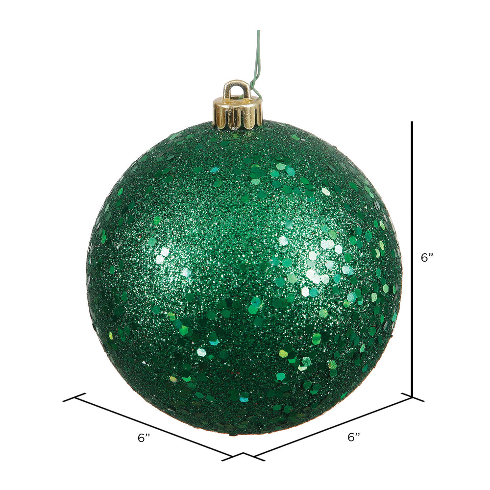 Vickerman 6" Emerald Sequin Ball Ornament 4 per Bag