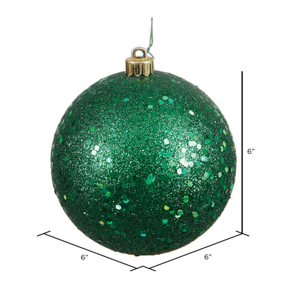 Vickerman 6" Emerald Sequin Ball Ornament 4 per Bag