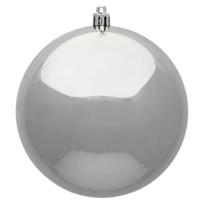 Vickerman 6" Silver Shiny Ball Ornament 4 per Bag