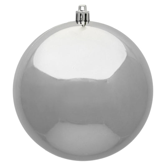 Vickerman 6" Silver Shiny Ball Ornament 4 per Bag