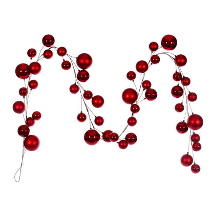 Vickerman 10' Red Assorted Finish Branch Ball Ornament Garland.
