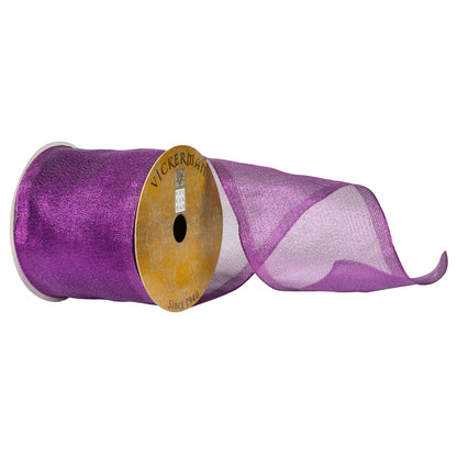 Vickerman 4" x 10 Yards Plum Shiny Wired Christmas Ribbon
