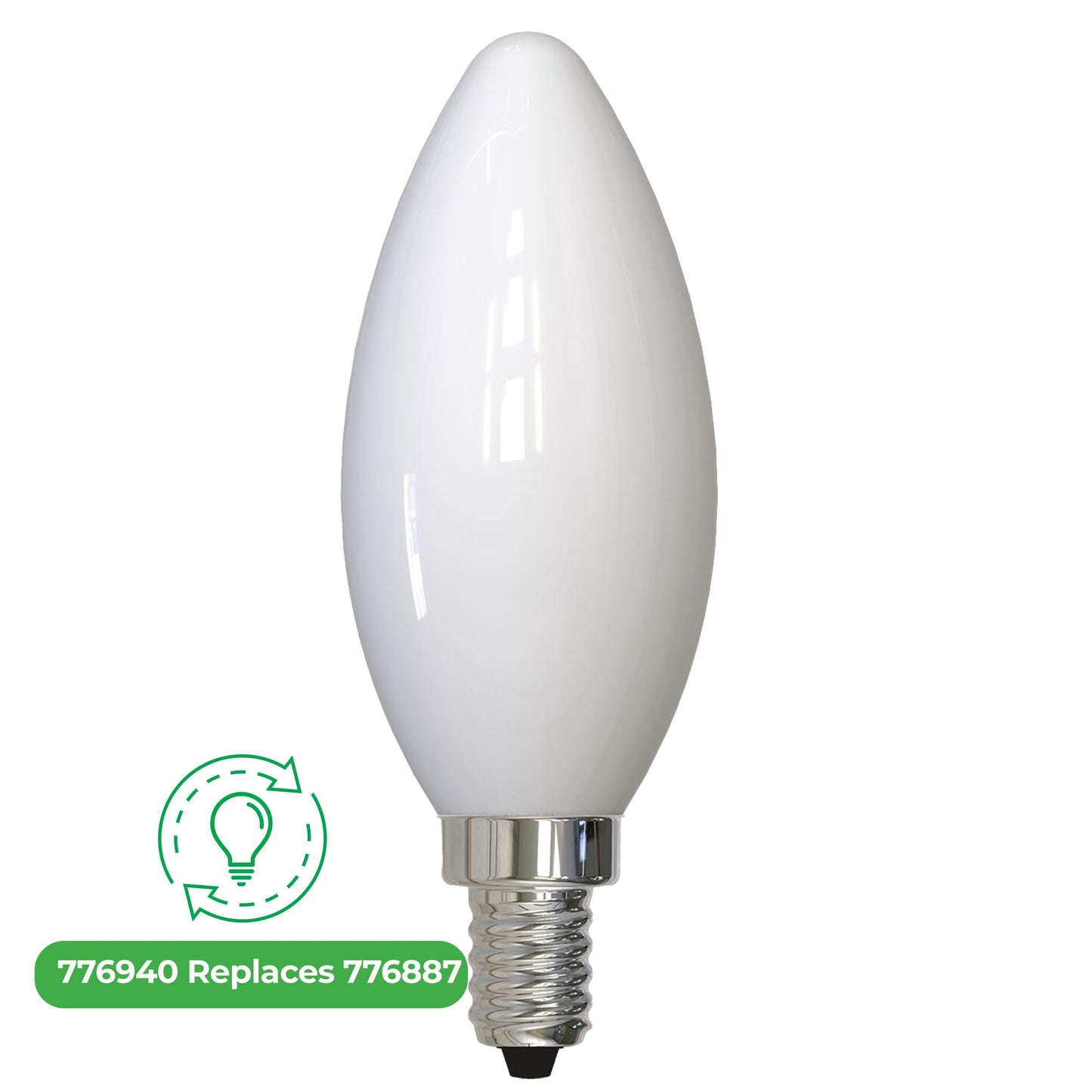 Bulbrite LED Filament 5 Watt Dimmable B11 Light Bulb with Milky finish  and Candelabra (E12) Base - 2700K Warm White Light, 500 Lumens