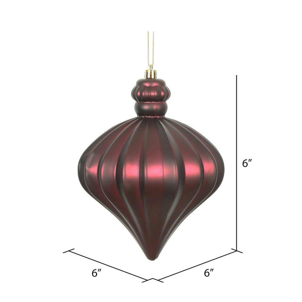 Vickerman 6" Wine Matte Onion Drop Christmas Ornament 4 per Bag