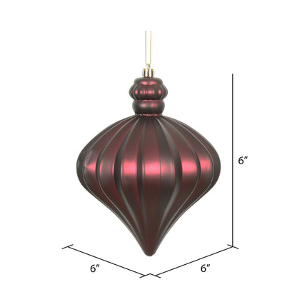 Vickerman 6" Wine Matte Onion Drop Christmas Ornament 4 per Bag