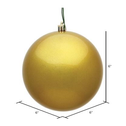 Vickerman 6" Gold Candy Ball Ornament 4 per Bag