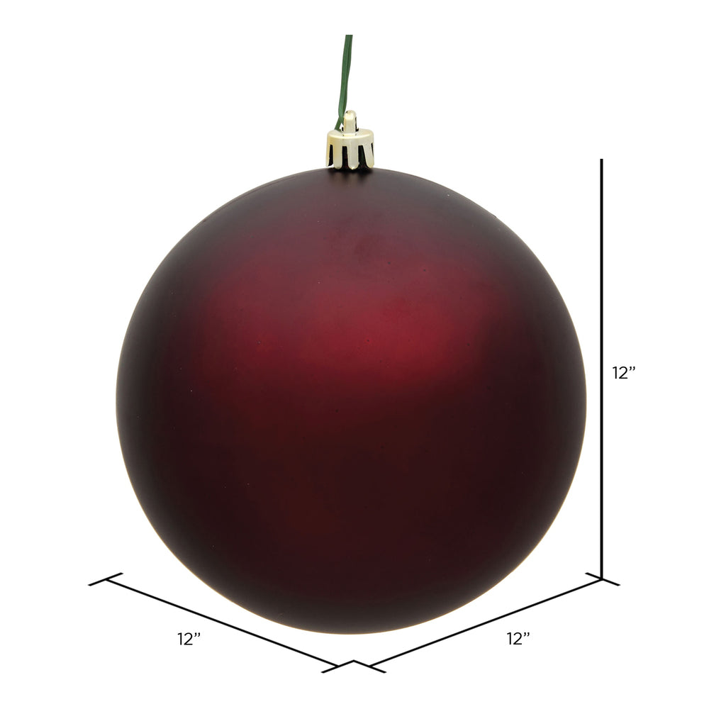 Vickerman 12" Burgundy Matte Ball Ornament