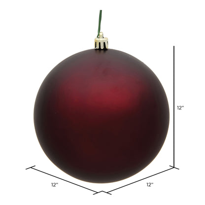 Vickerman 12" Burgundy Matte Ball Ornament