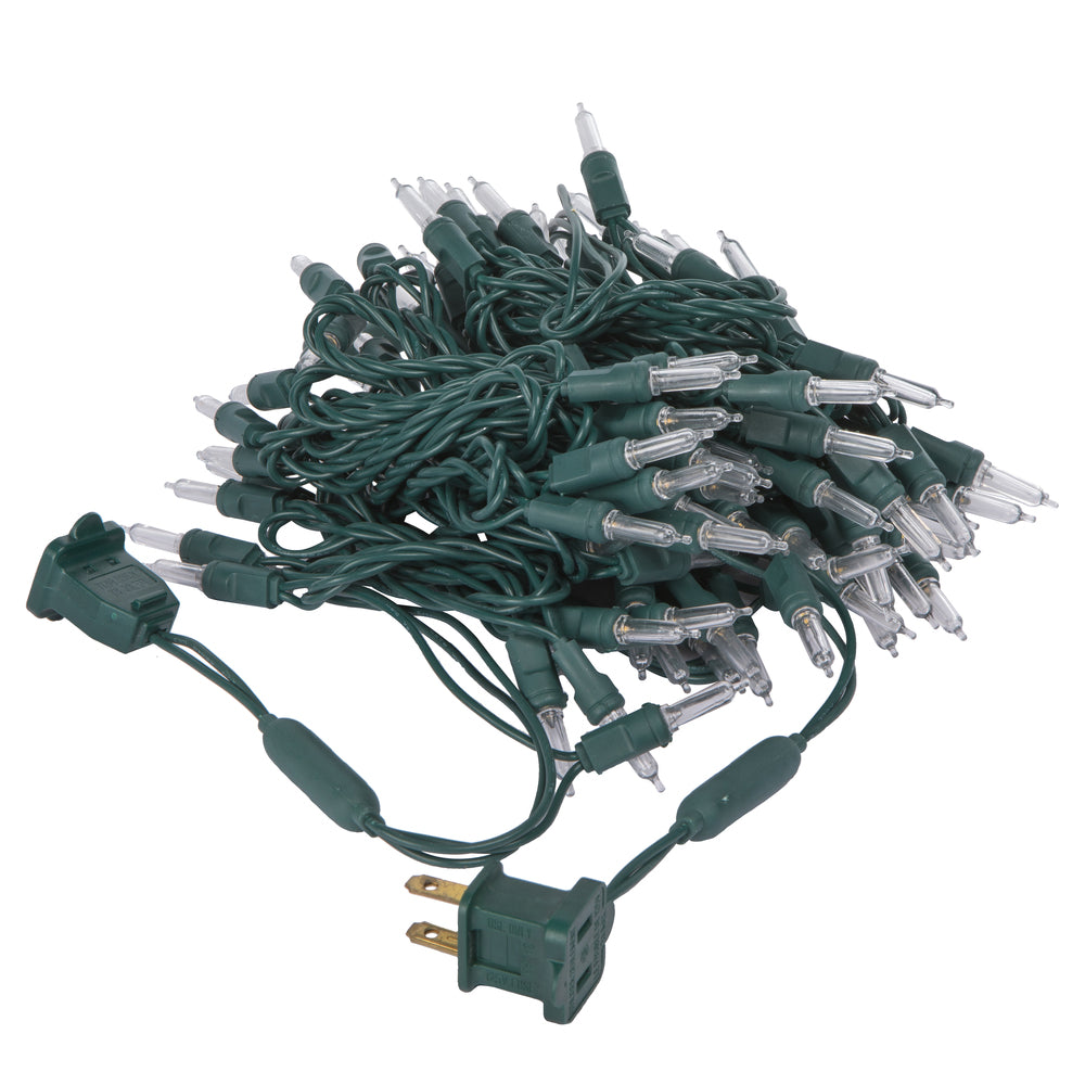 Vickerman 100 Warm White Italian LED Single Mold Light Green Wire 34' Christmas Light Strand