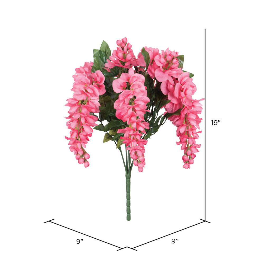 Vickerman 19" Artificial Pink Wisteria Bush.