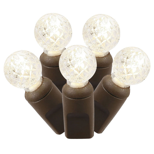 Vickerman 50 Warm White G12 LED Single Mold light on Brown Wire 25' Christmas Light Strand