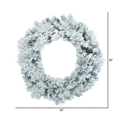 Vickerman 30" Flocked Ashton Pine Artificial Christmas Wreath Unlit
