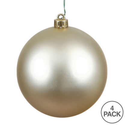Vickerman 6" Champagne Matte Ball Ornament 4 per Bag