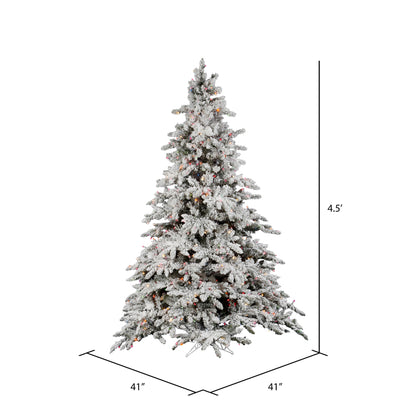 Vickerman 4.5' Flocked Utica Fir Artificial Christmas Tree Multi-Colored Lights