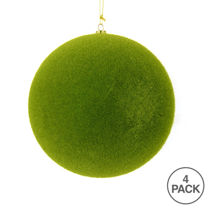 Vickerman 6" Moss Green Flocked Ball Ornament 4 per bag.