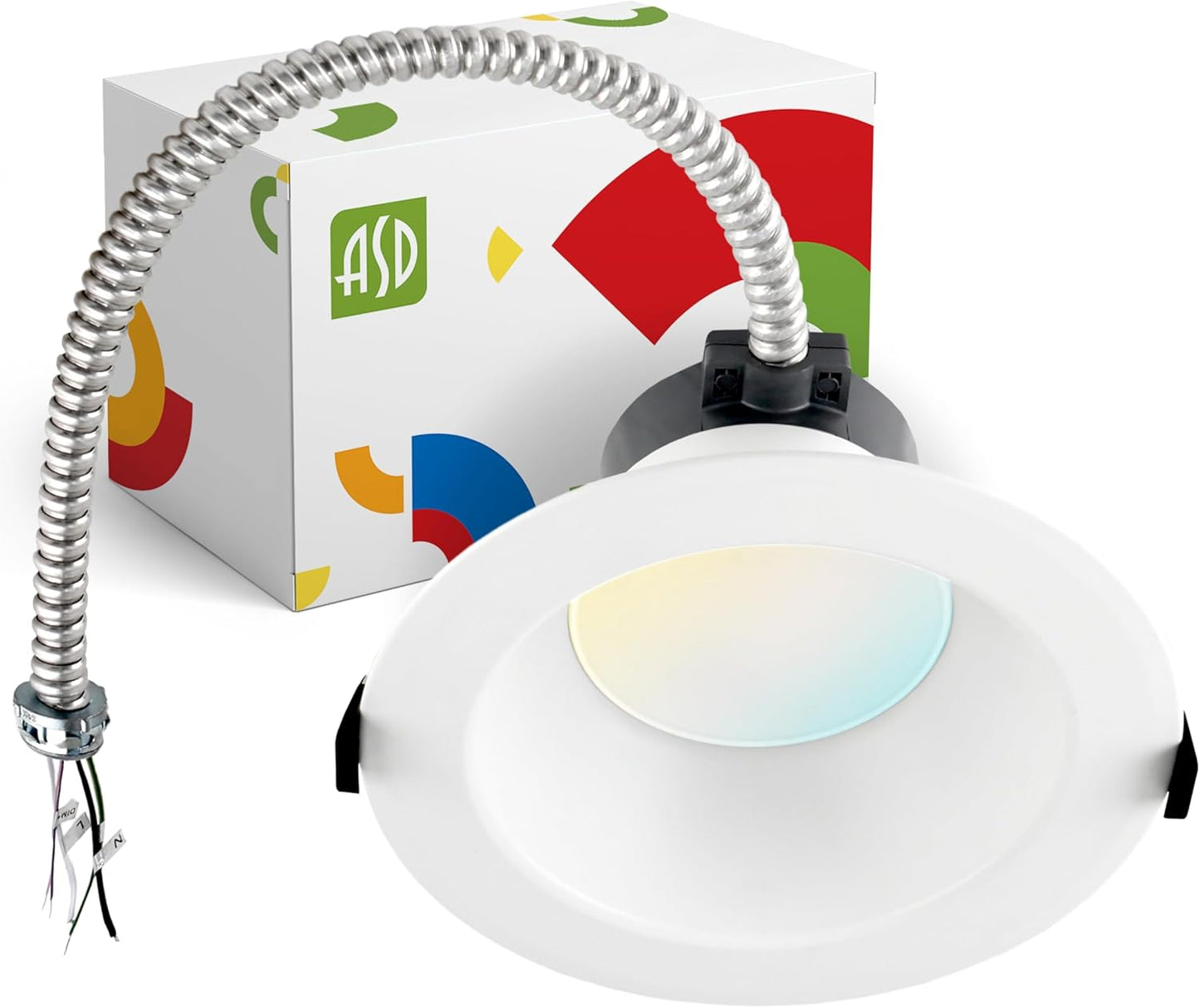 ASD Lighting LED Commercial Downlight Round 6inch 12/16/22/26/30W 120-277V 0-10V Dimmable 125Lm/W 2700/3000/3500/4000/5000K White ETL ES