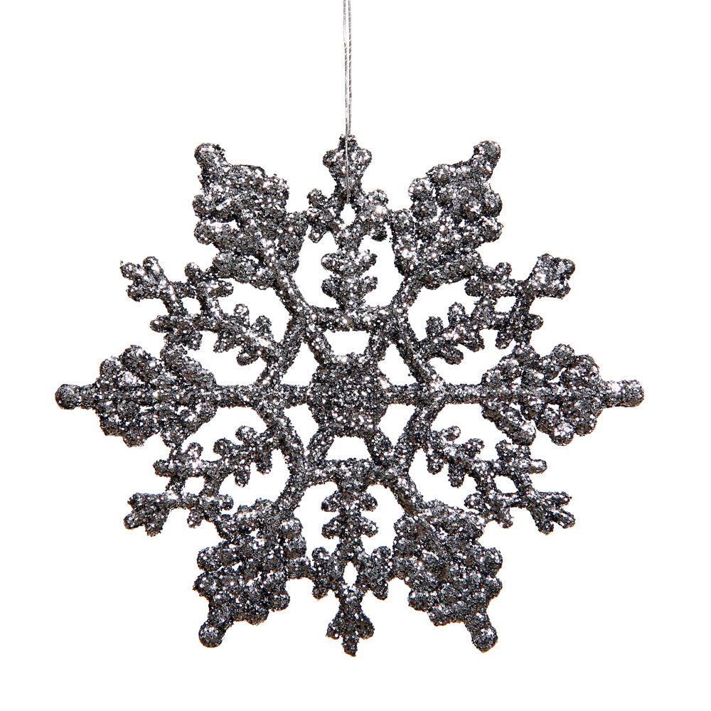 Vickerman 6.25" Pewter Glitter Snowflake Christmas Ornament 12 per Box